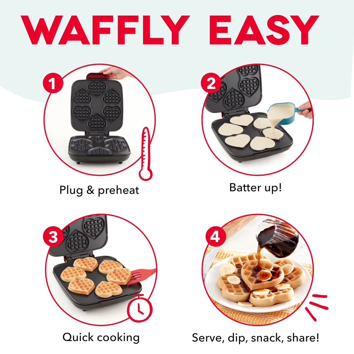 Multi Mini Heart Waffle Maker Waffle Maker Dash