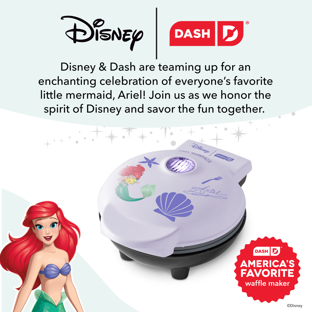 Ariel Mini Waffle Maker mini makers Disney | Dash