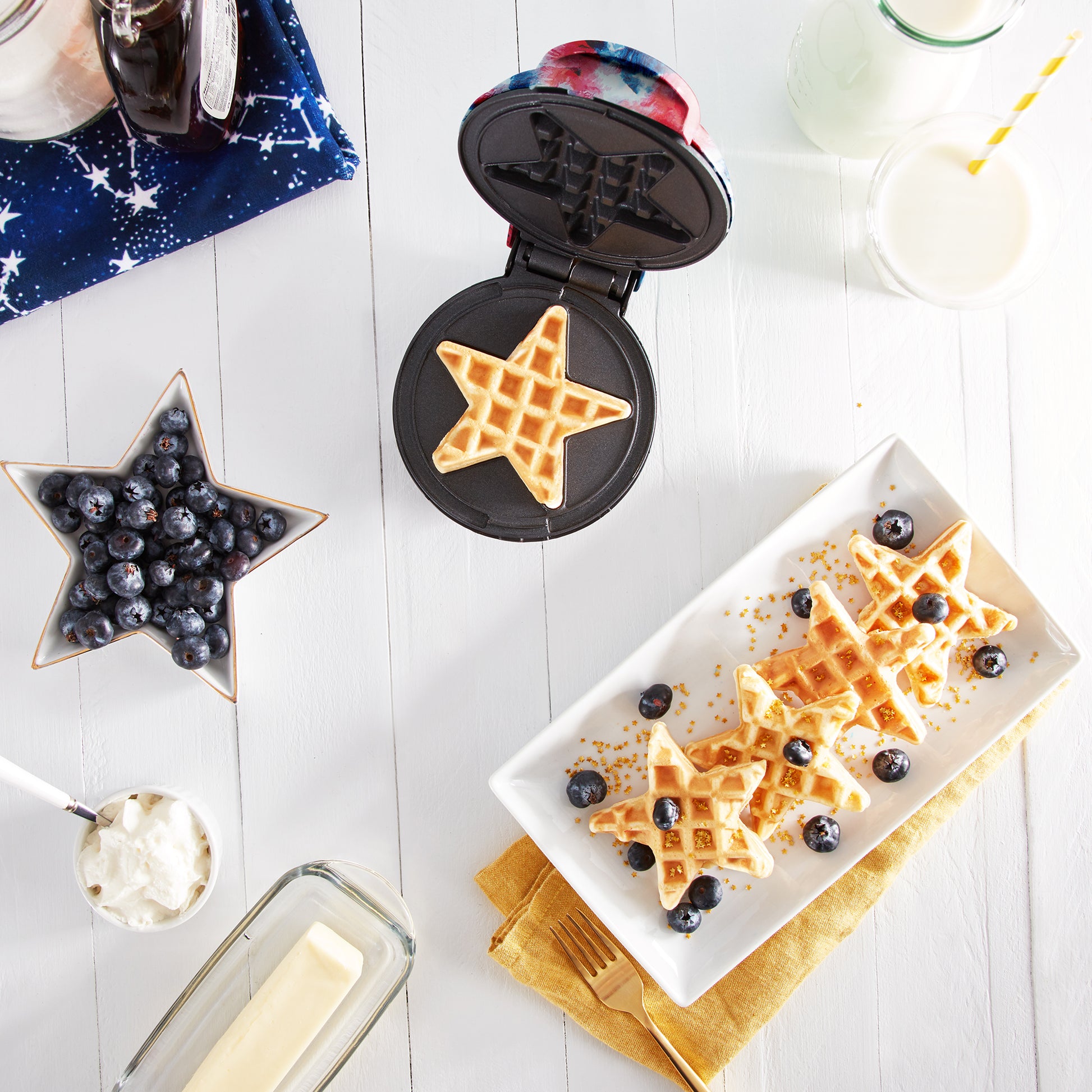 Star Mini Waffle Maker with Americana Print mini makers Dash   