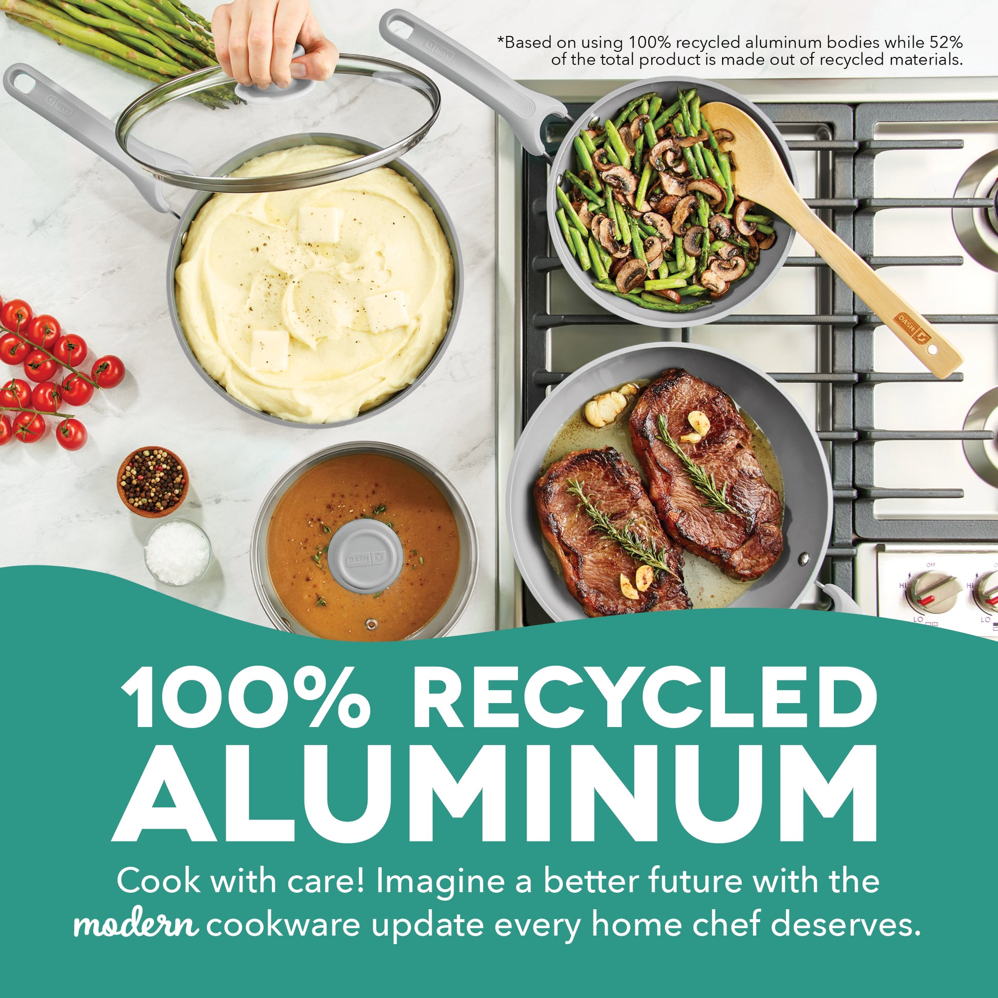 Dream Green Recycled Aluminum 15pc Cookware Set cookware Dash   