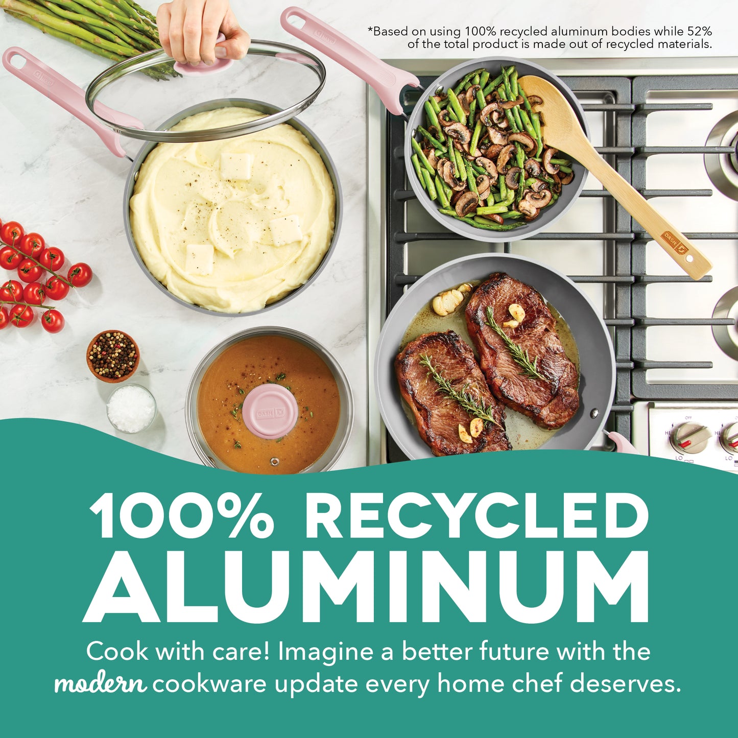Dream Green Recycled Aluminum 15pc Cookware Set cookware Dash   