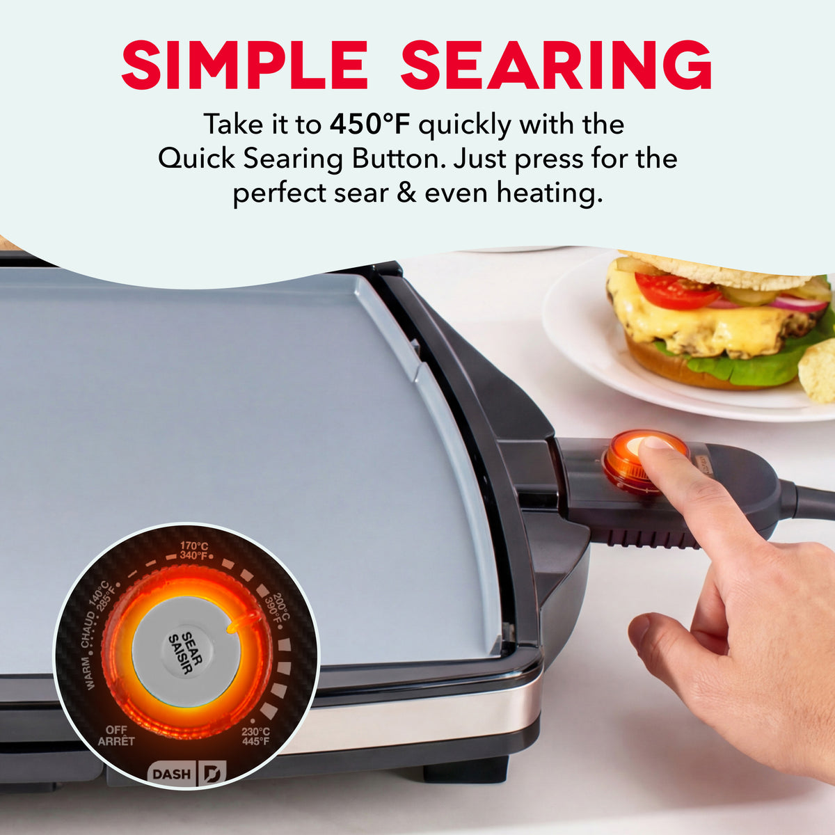 Smash XL Precision Sear Griddle Griddles and Panini Presses Dash
