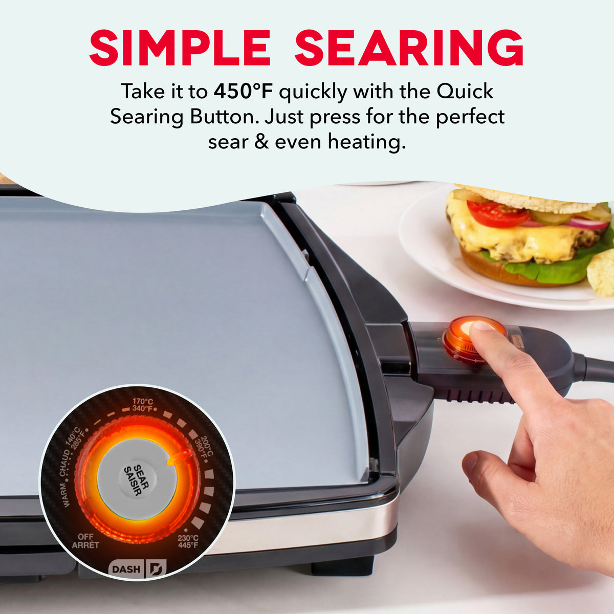 Smash XL Precision Sear Griddle Griddles and Panini Presses Dash