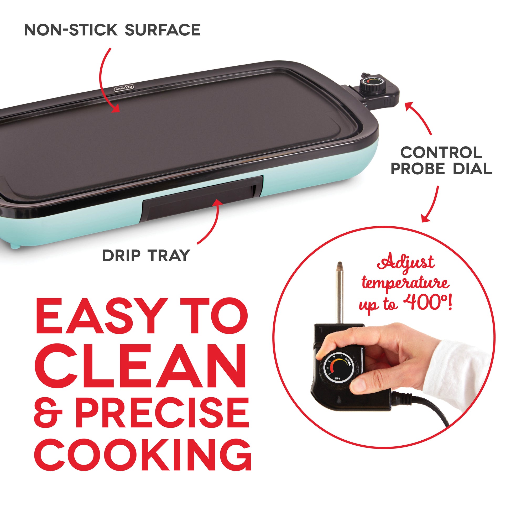 DASH Deluxe Everyday Electric Griddle with Dishwasher Safe Removable  Nonstick Cooking Plate for Pancakes, Burgers, Eggs and more, Includes Drip  Tray +