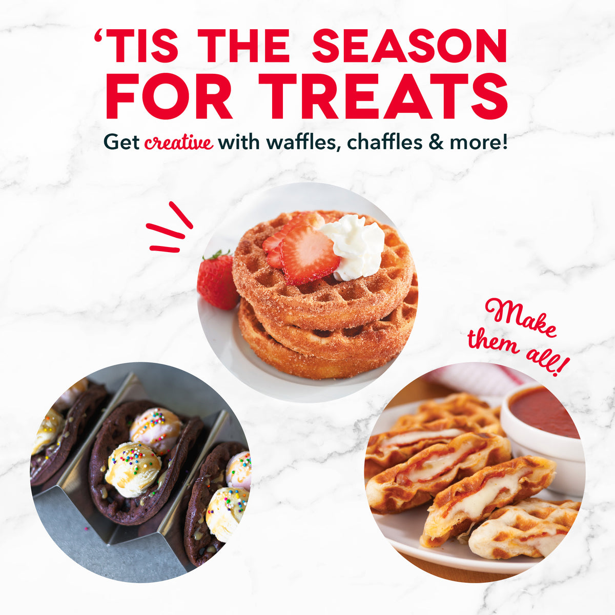 Holiday Mini Maker Set of Four Waffle Maker Dash