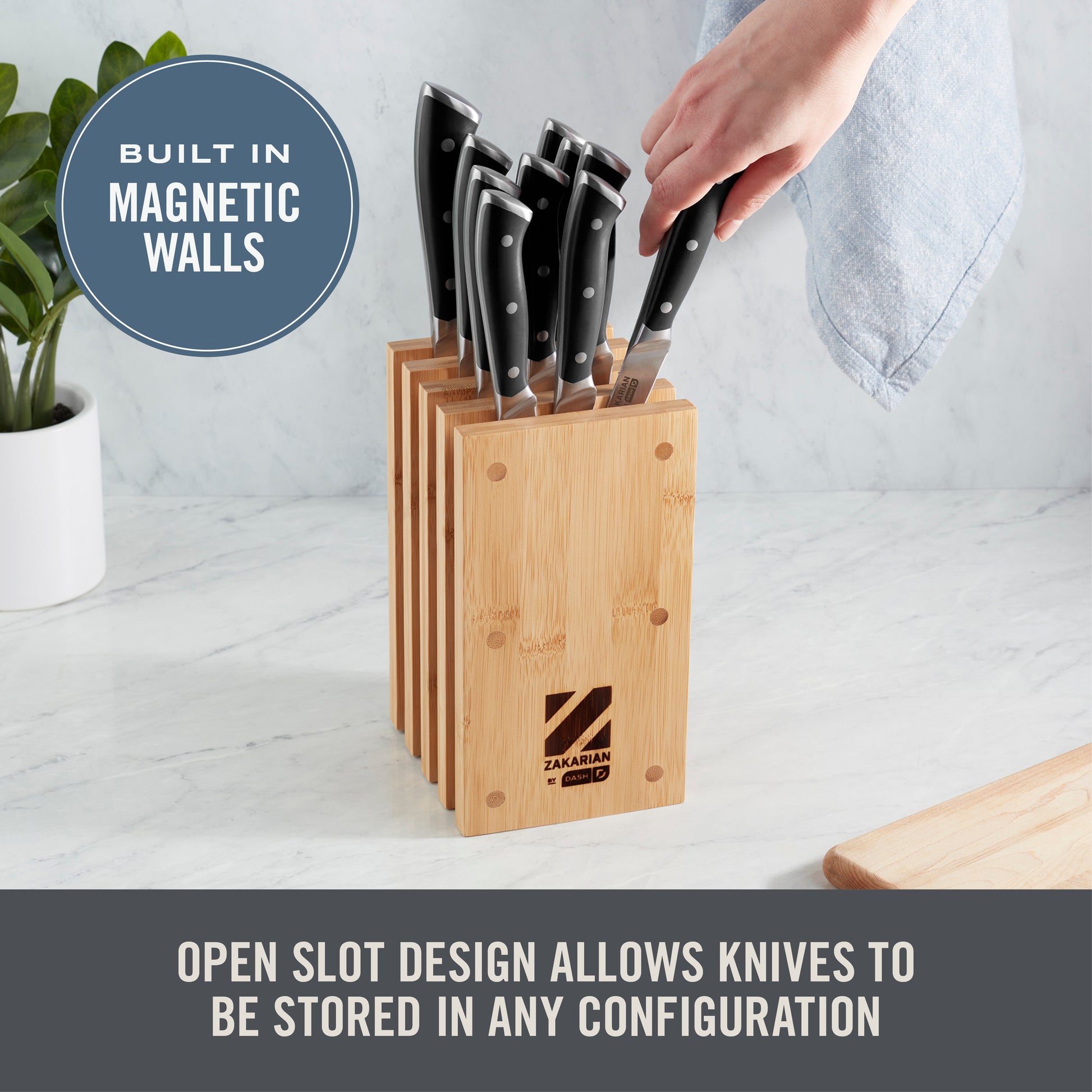 Magnetic Bamboo Knife Rack And Cutting Board Kitchen Set Factory