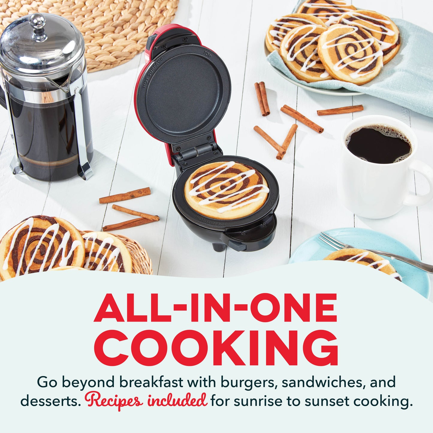 MultiMaker™ Mini System with Removable Plates: Waffle & Griddle mini makers Dash   