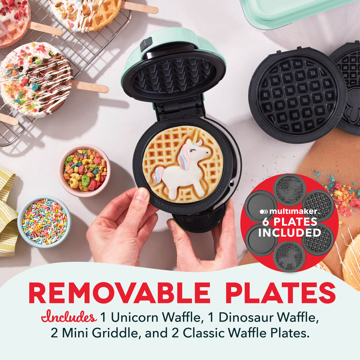 MultiMaker® Mini System with Removable Plates: Waffle & Griddle mini makers Dash