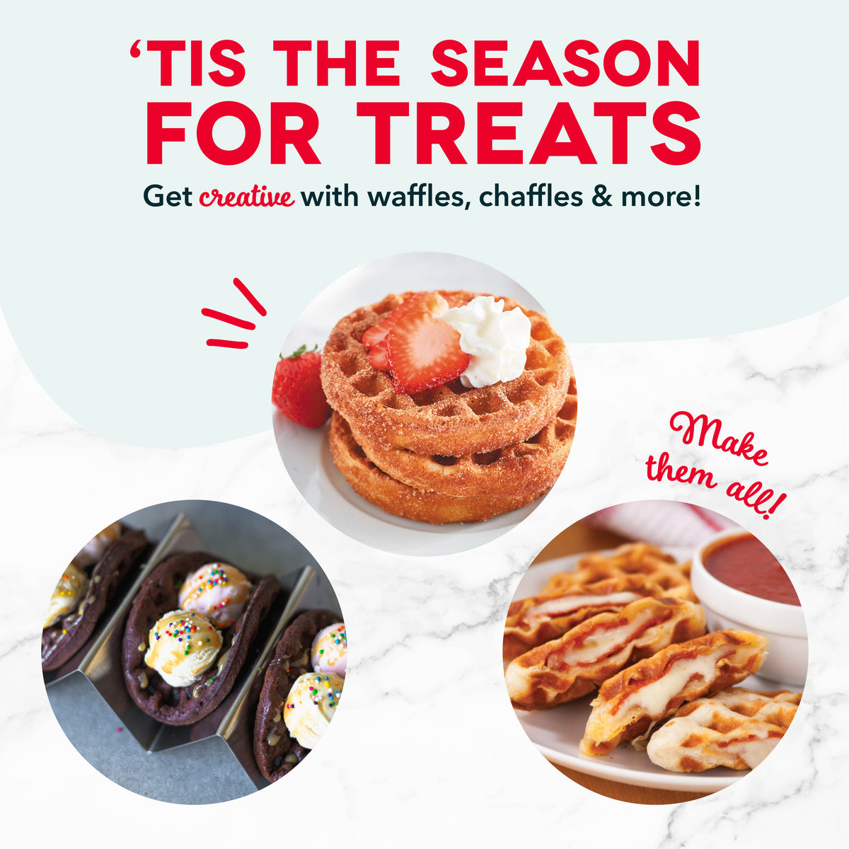 Holiday Mini Maker Set of Four Waffle Maker Dash