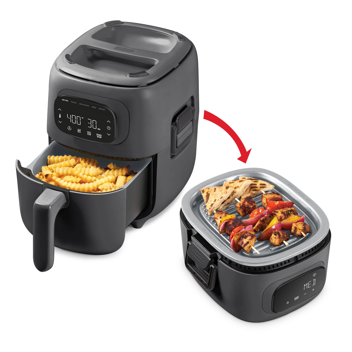 Flip & Fry™ Digital 2-in-1 Grill + Air Fryer Air Fryer Dash Forged Iron 3QT