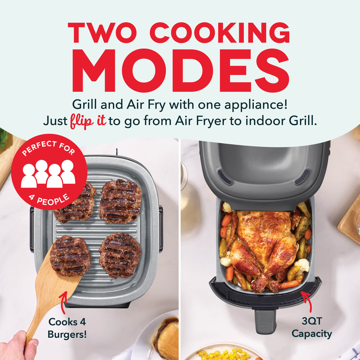 Flip & Fry™ Digital 2-in-1 Grill + Air Fryer Air Fryer Dash