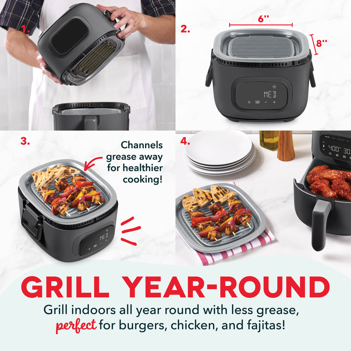 Flip & Fry™ Digital 2-in-1 Grill + Air Fryer Air Fryer Dash