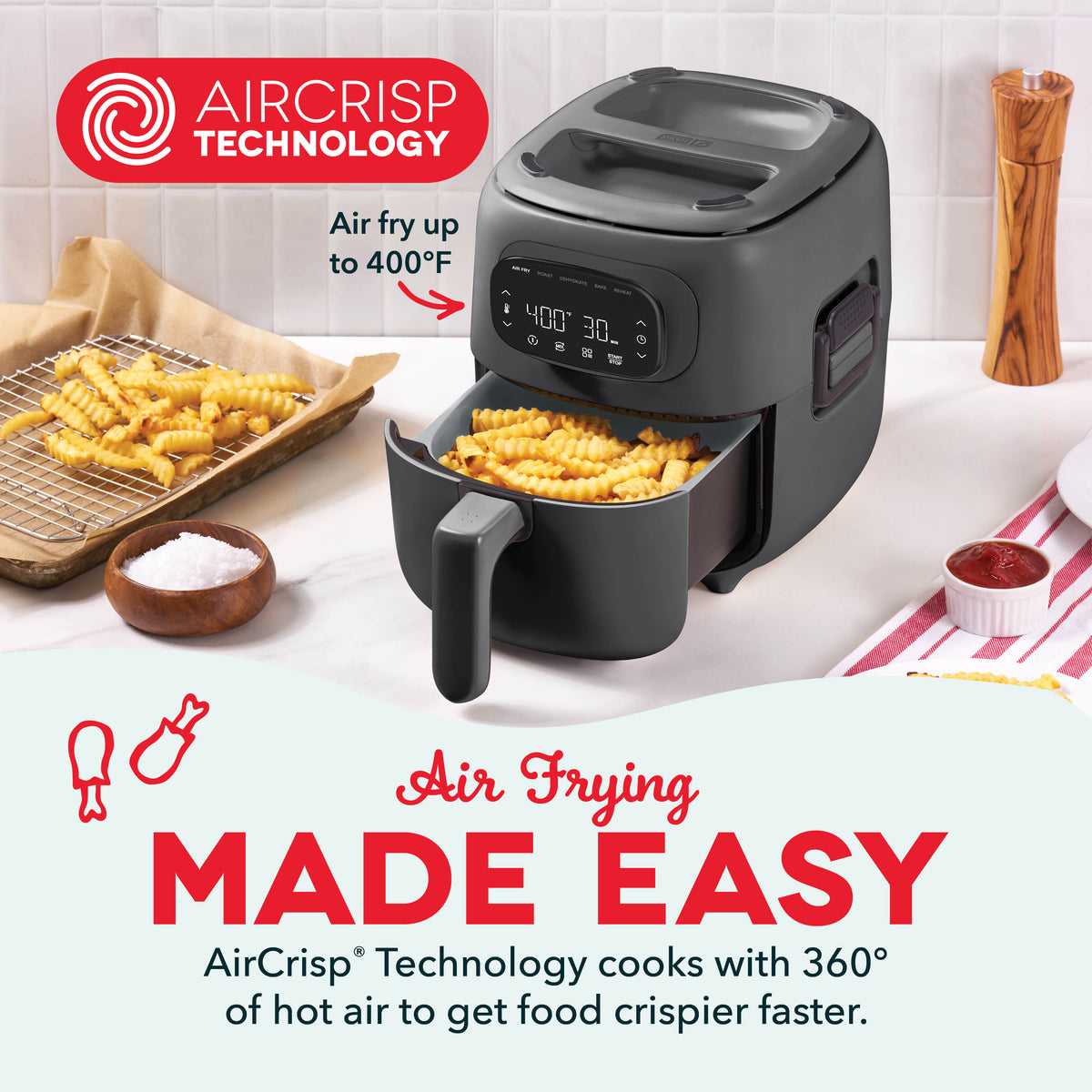 Flip & Fry™ Digital 2-in-1 Grill + Air Fryer Air Fryer Dash
