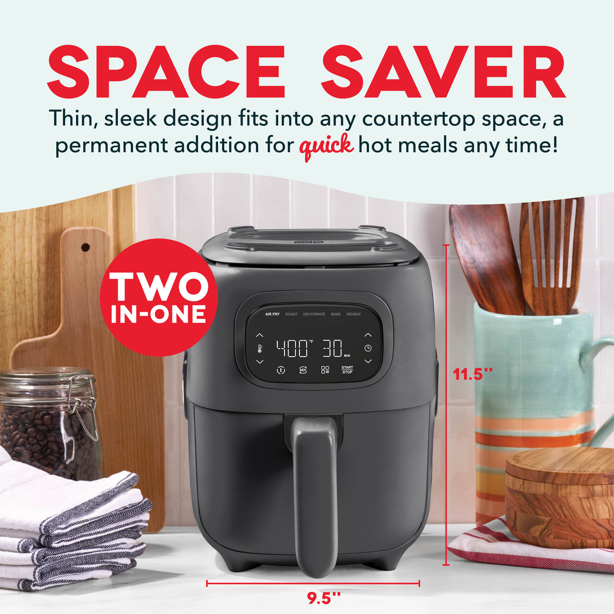 Flip & Fry™ Digital 2-in-1 Grill + Air Fryer Air Fryer Dash