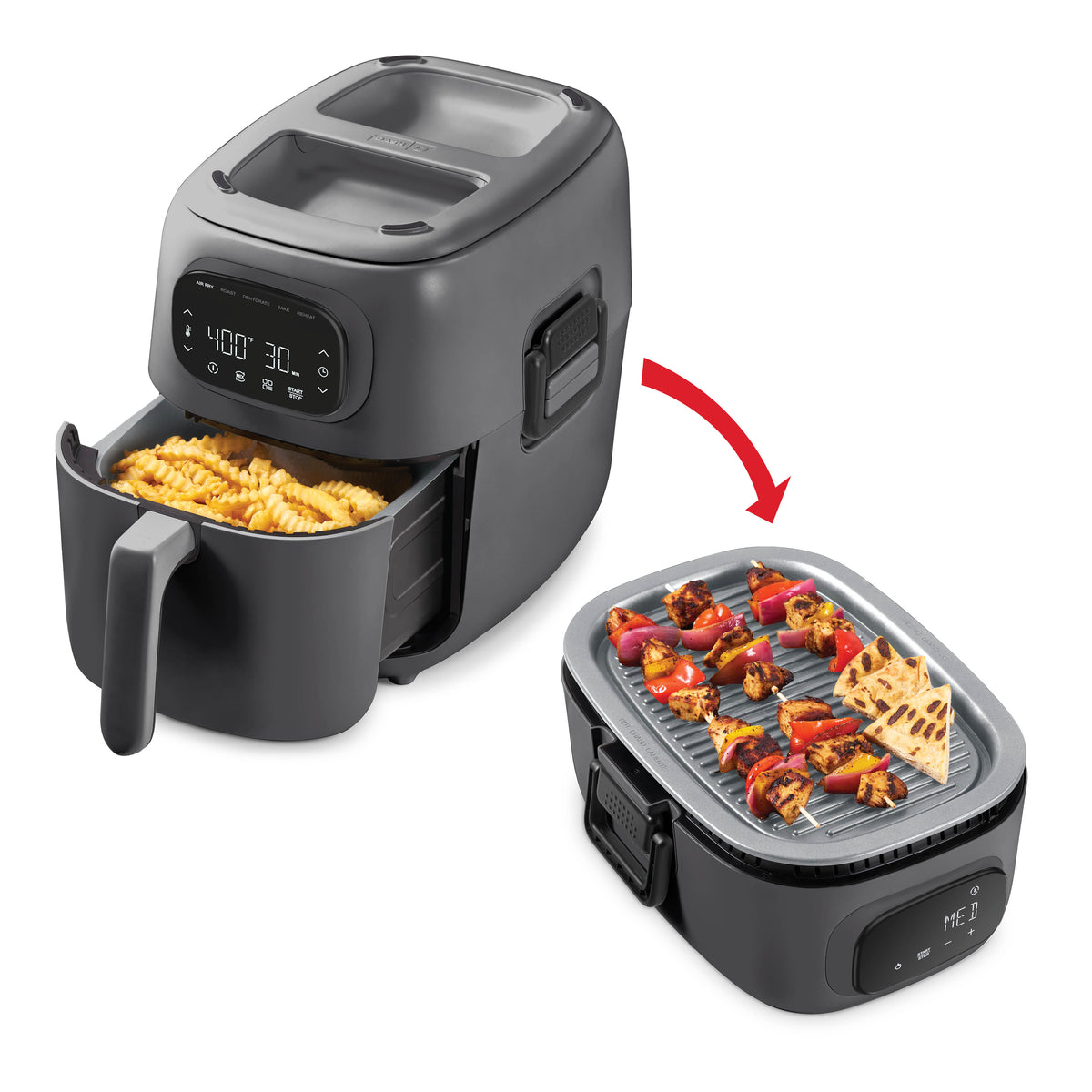 7QT Flip & Fry™ Digital 2-in-1 Air Fryer + Grill Air Fryer Dash Forged Iron