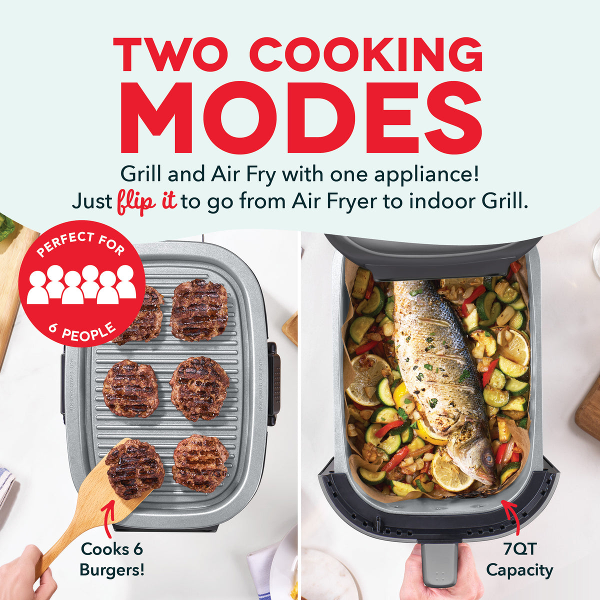7QT Flip & Fry™ Digital 2-in-1 Air Fryer + Grill Air Fryer Dash