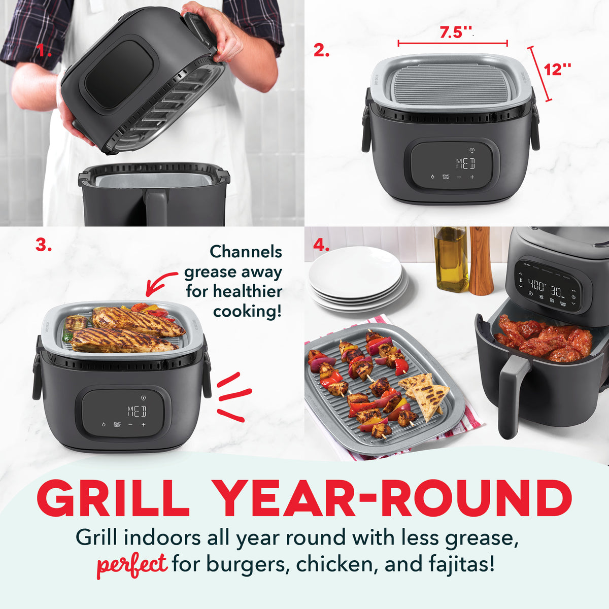 7QT Flip & Fry™ Digital 2-in-1 Air Fryer + Grill Air Fryer Dash
