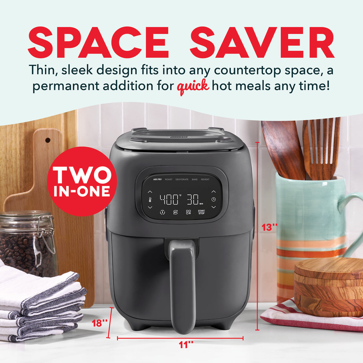 7QT Flip & Fry™ Digital 2-in-1 Air Fryer + Grill Air Fryer Dash