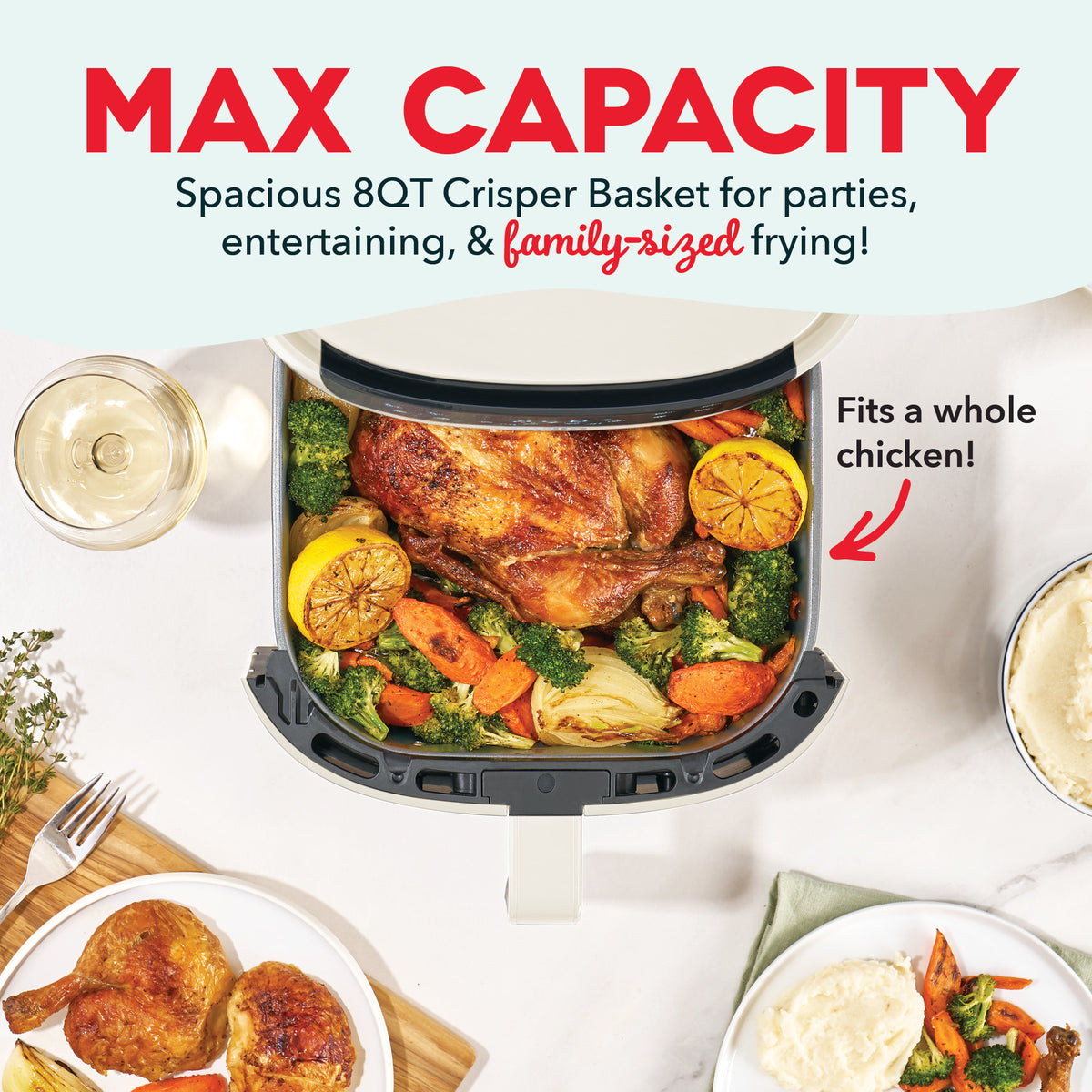 Tasti-Crisp™ 8QT Max Pro Ceramic Air Fryer Air Fryer Dash