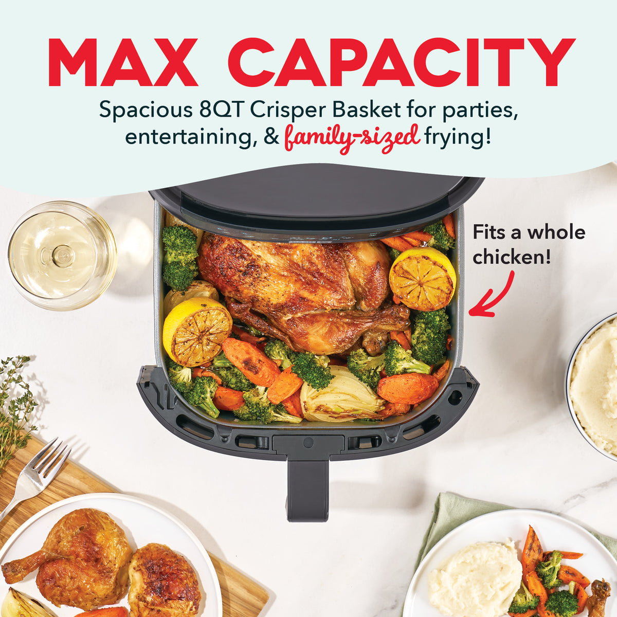 Tasti-Crisp™ 8QT Max Pro Ceramic Air Fryer Air Fryer Dash