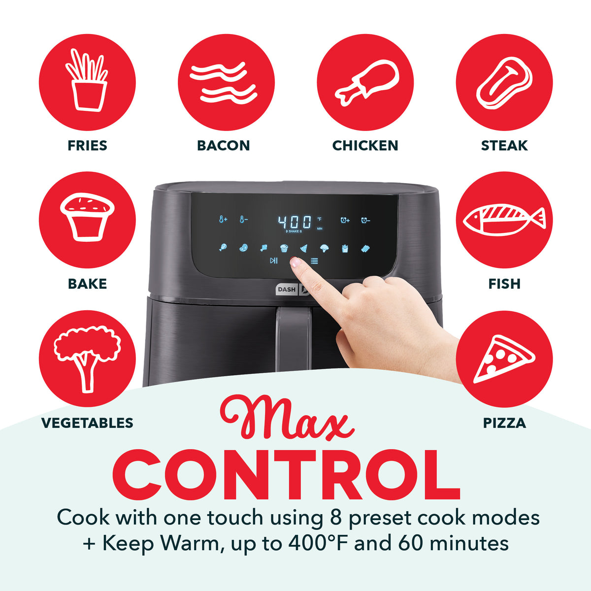 Tasti-Crisp™ 8QT Max Pro Ceramic Air Fryer Air Fryer Dash