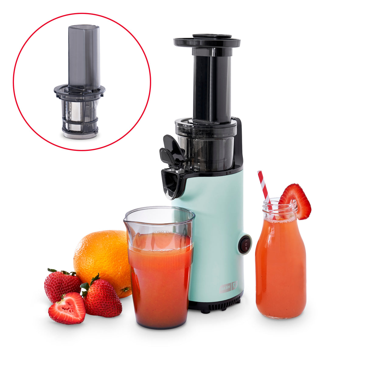 Compact Cold Press Power Juicer Juicers Dash Aqua With Frozen Attachment
