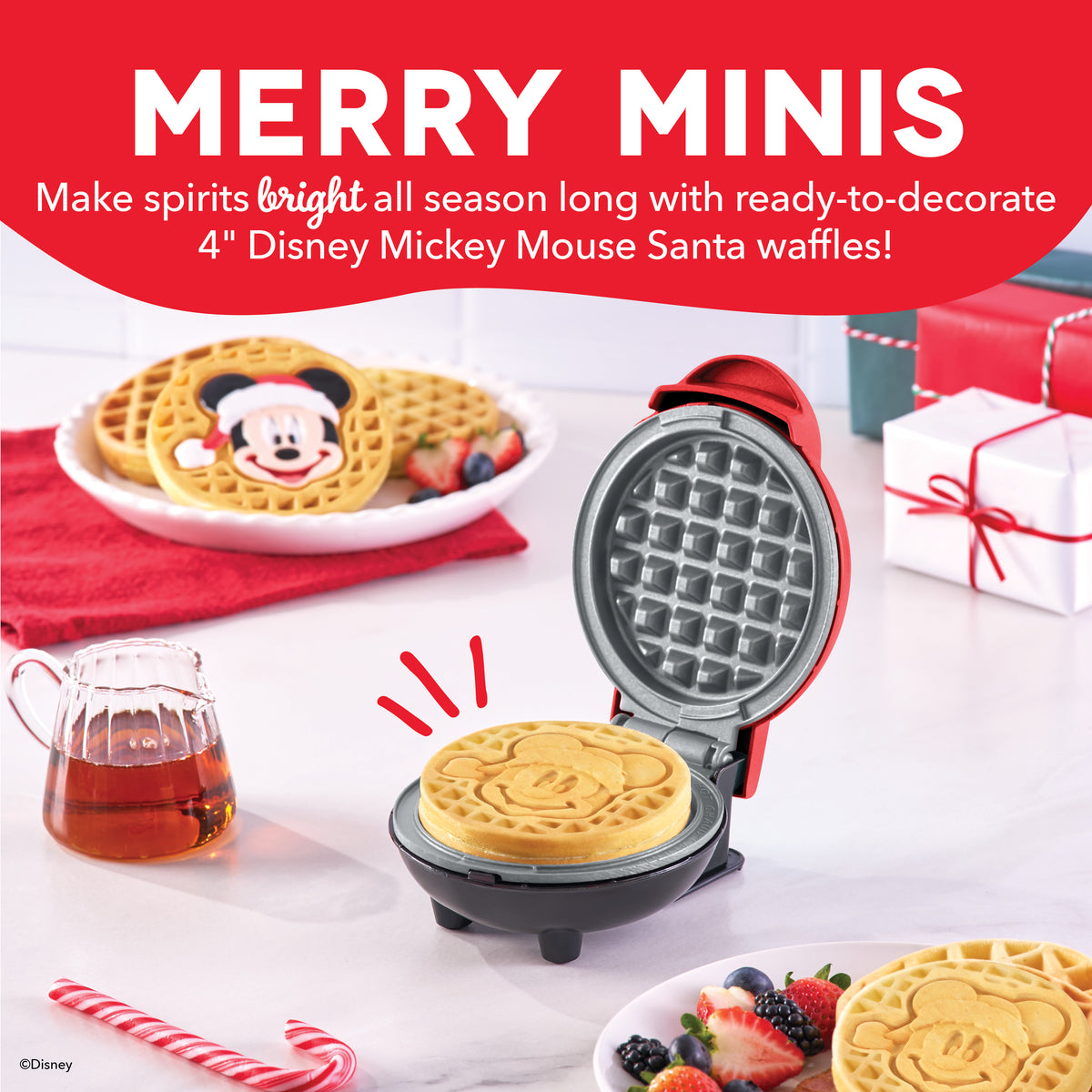 Mickey Mouse Santa Mini Waffle Maker mini makers Disney | Dash