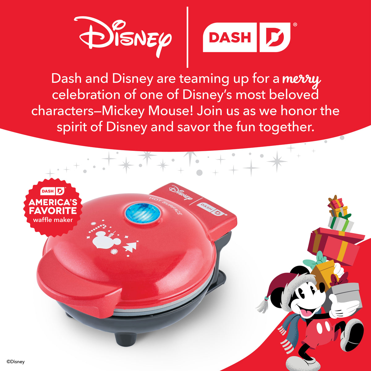 Mickey Mouse Santa Mini Waffle Maker mini makers Disney | Dash