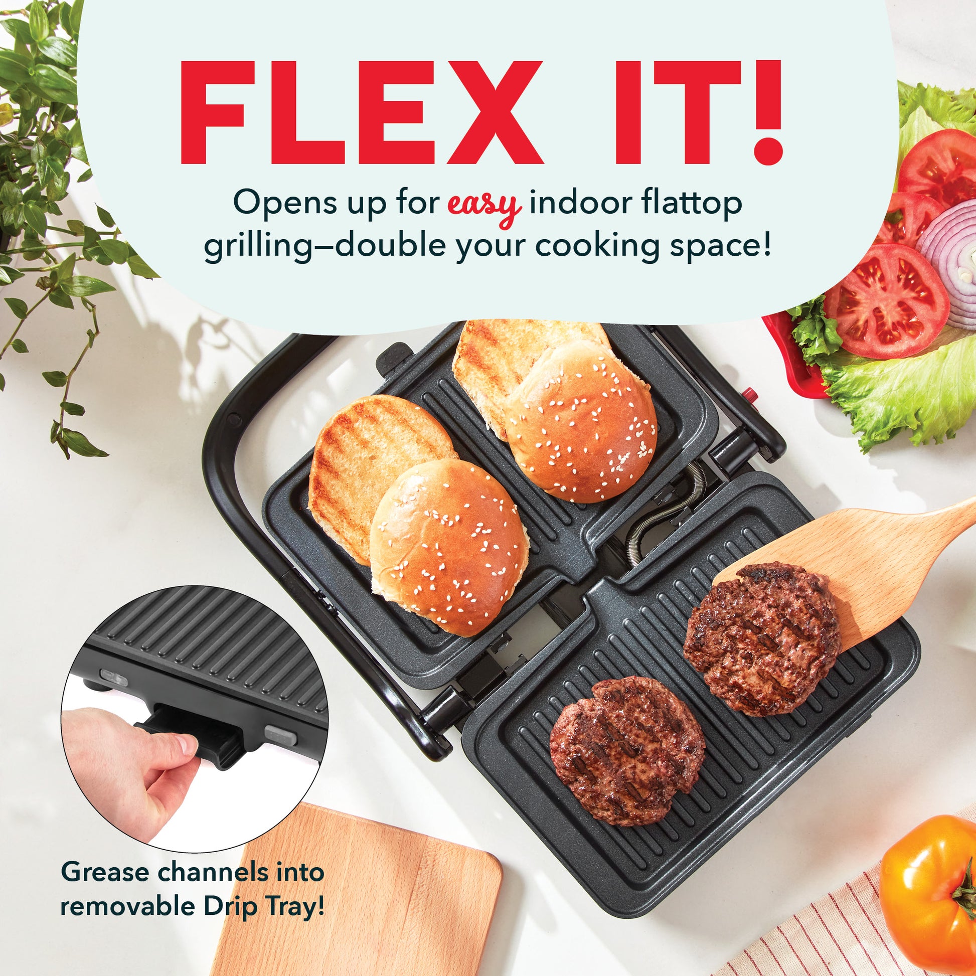 MultiMaker™ Flex Press Grill System: Grill & Griddle Griddles and Panini Presses Dash   