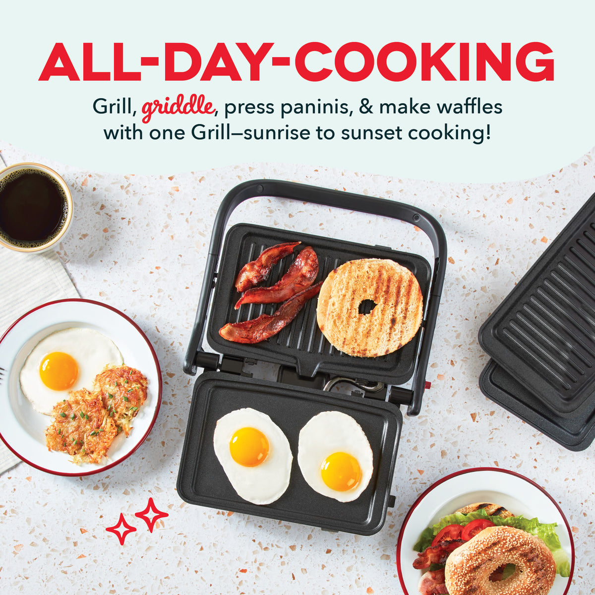 Flex Press Grill System 2pc Plate Pack Griddle Parts & Accessories Dash