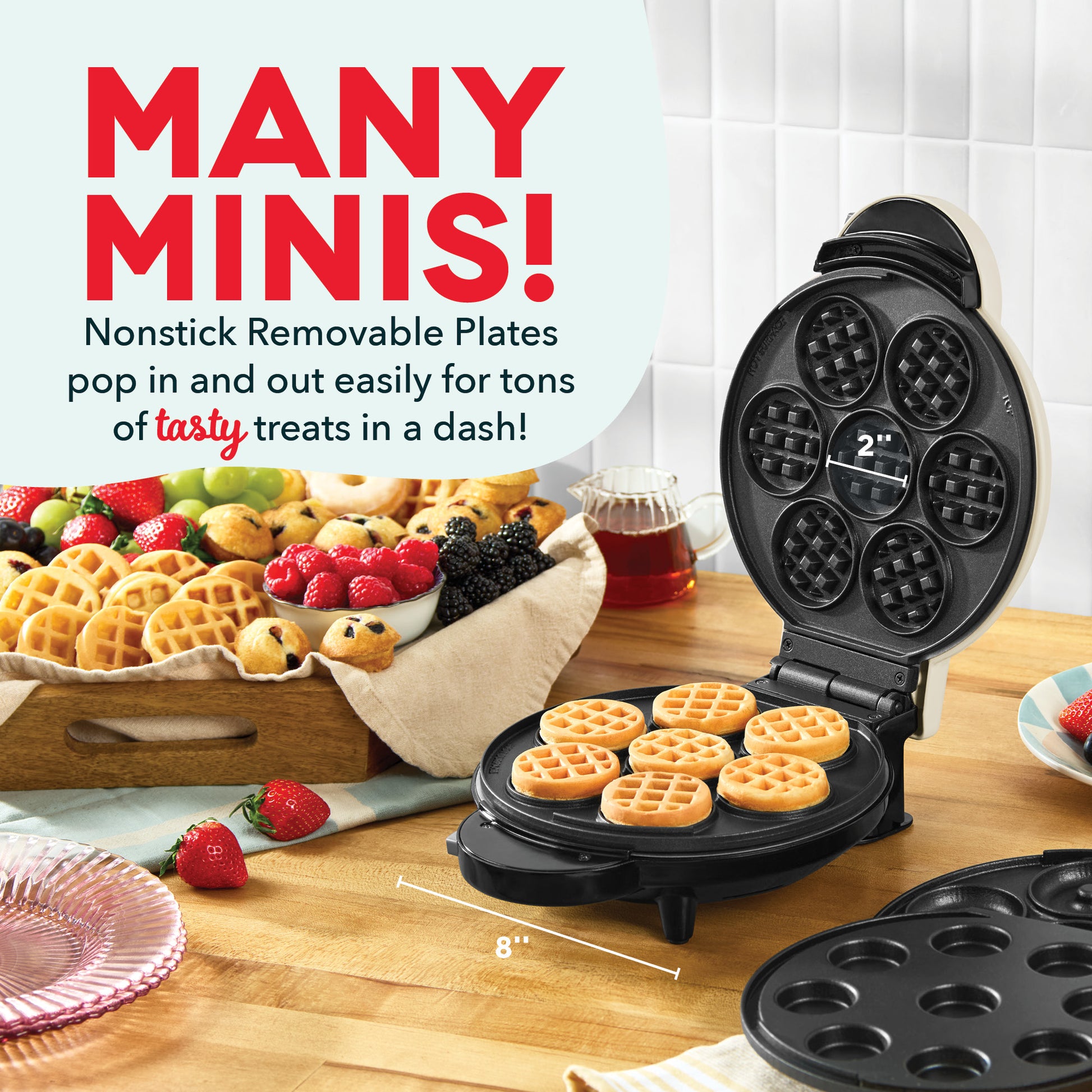 MultiMaker™ Treat Maker System: Waffle Bite, Mini Donut, Mini Cupcake Waffle Maker Dash   