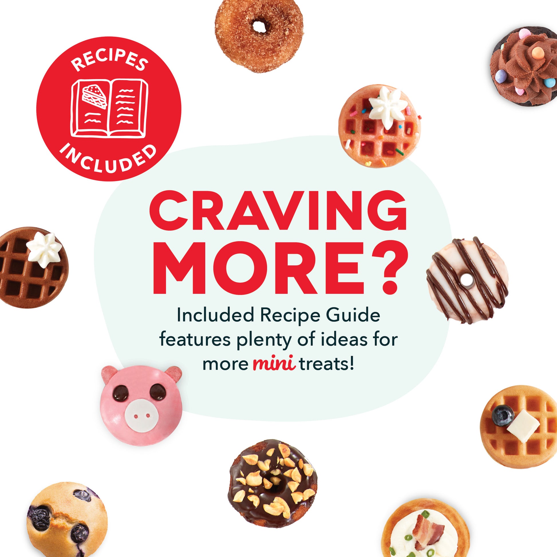 MultiMaker™ Treat Maker System: Waffle Bite, Mini Donut, Mini Cupcake Waffle Maker Dash   