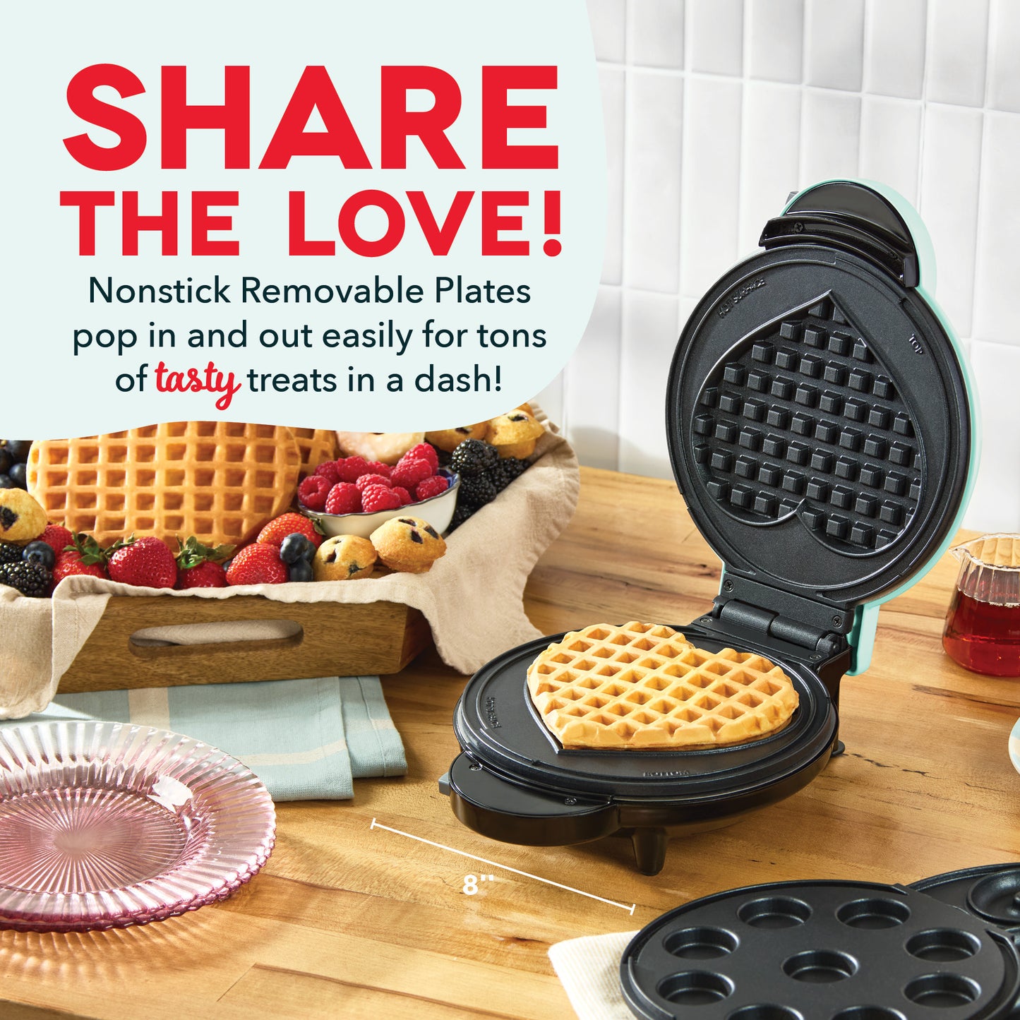 MultiMaker™ Treat Maker System: Mini Donut, Mini Cupcake, Heart Waffle Waffle Maker Dash   