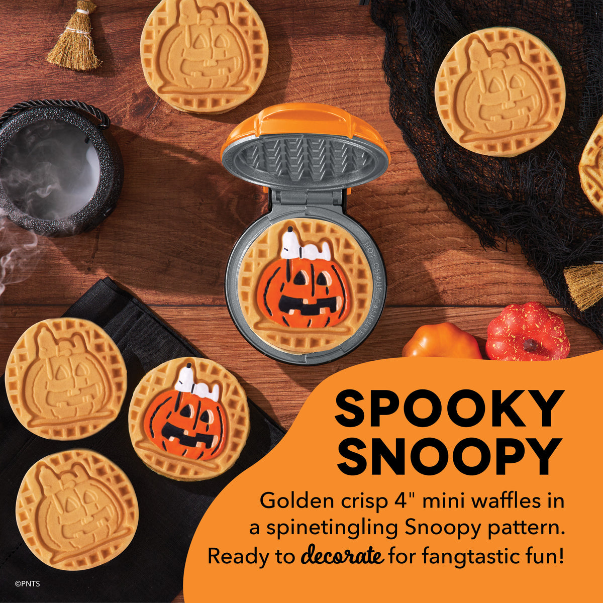 Peanuts® x Dash Snoopy Jack-o-Lantern Mini Waffle Maker mini makers Dash