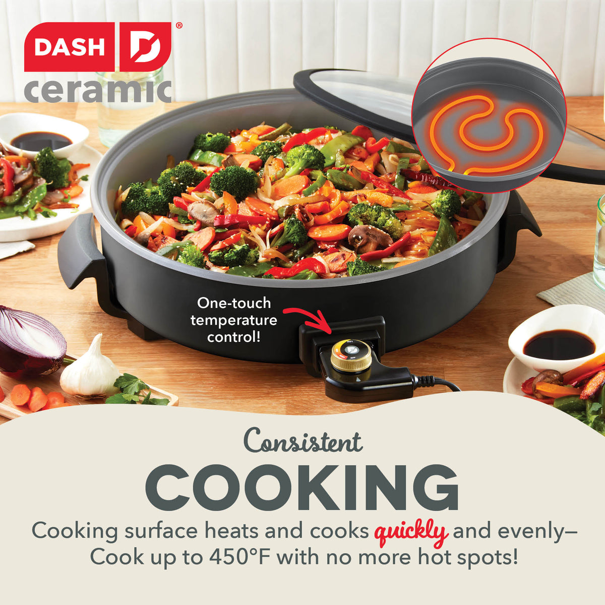 Ceramic Nonstick Family Size Skillet cookware Dash