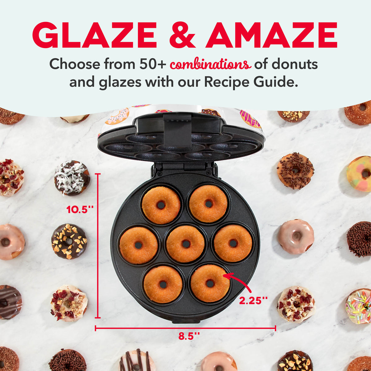 Mini Donut Maker | Cooks 7 Donuts in Minutes | Dash