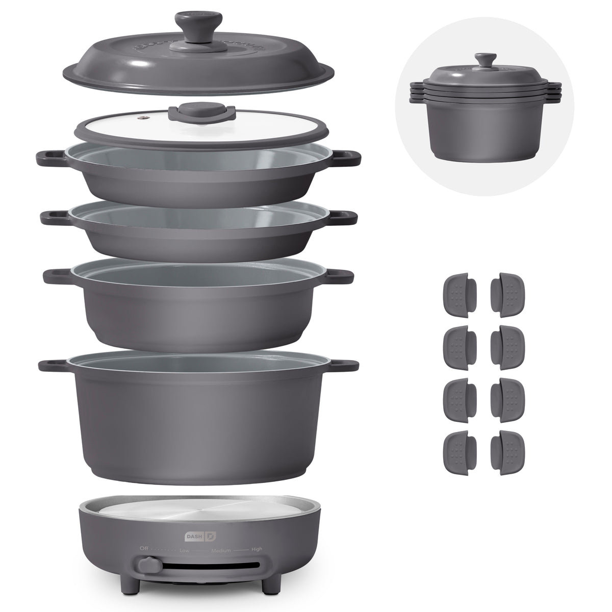Stacks Ceramic Cookware Set with Electric Burner cookware Dash 15 pc Forged Iron
