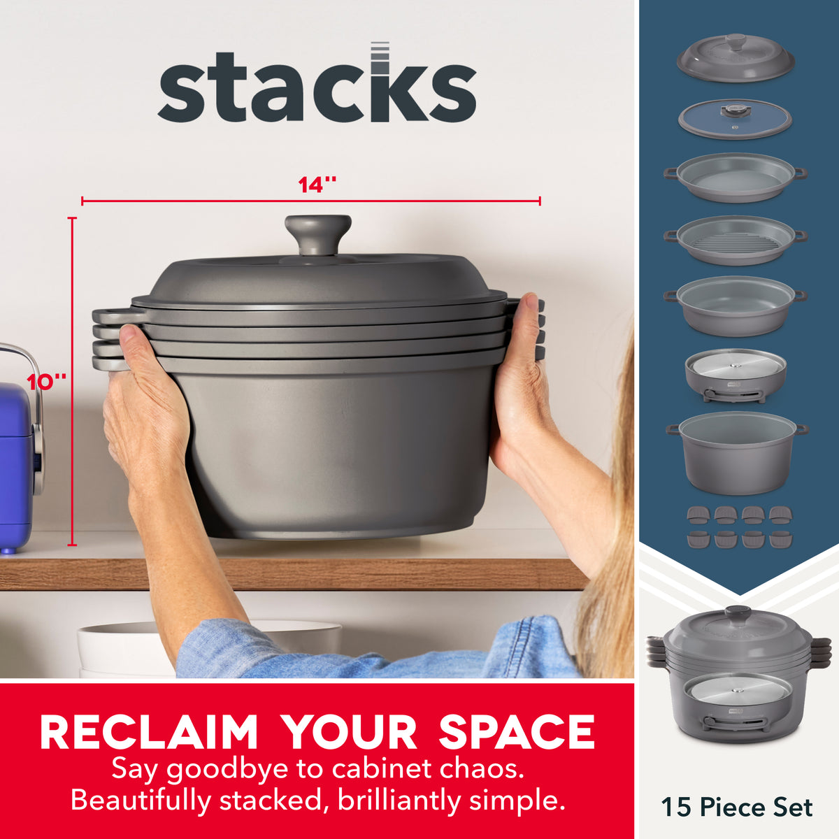Stacks Ceramic Cookware Set with Electric Burner cookware Dash