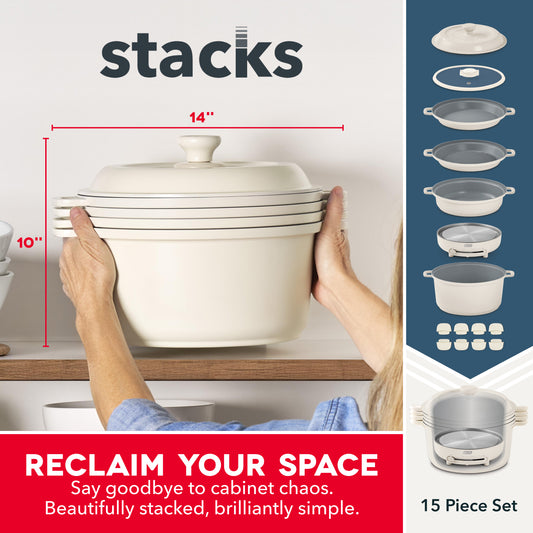Stacks Ceramic Cookware Set with Electric Burner cookware Dash