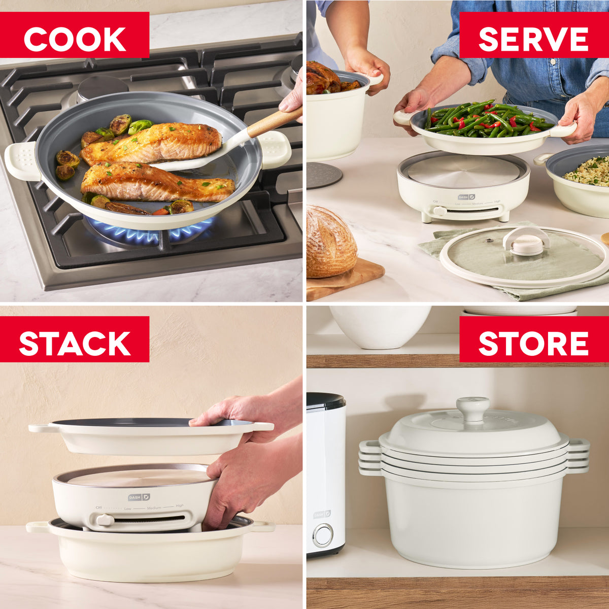 Stacks Ceramic Cookware Set with Electric Burner cookware Dash
