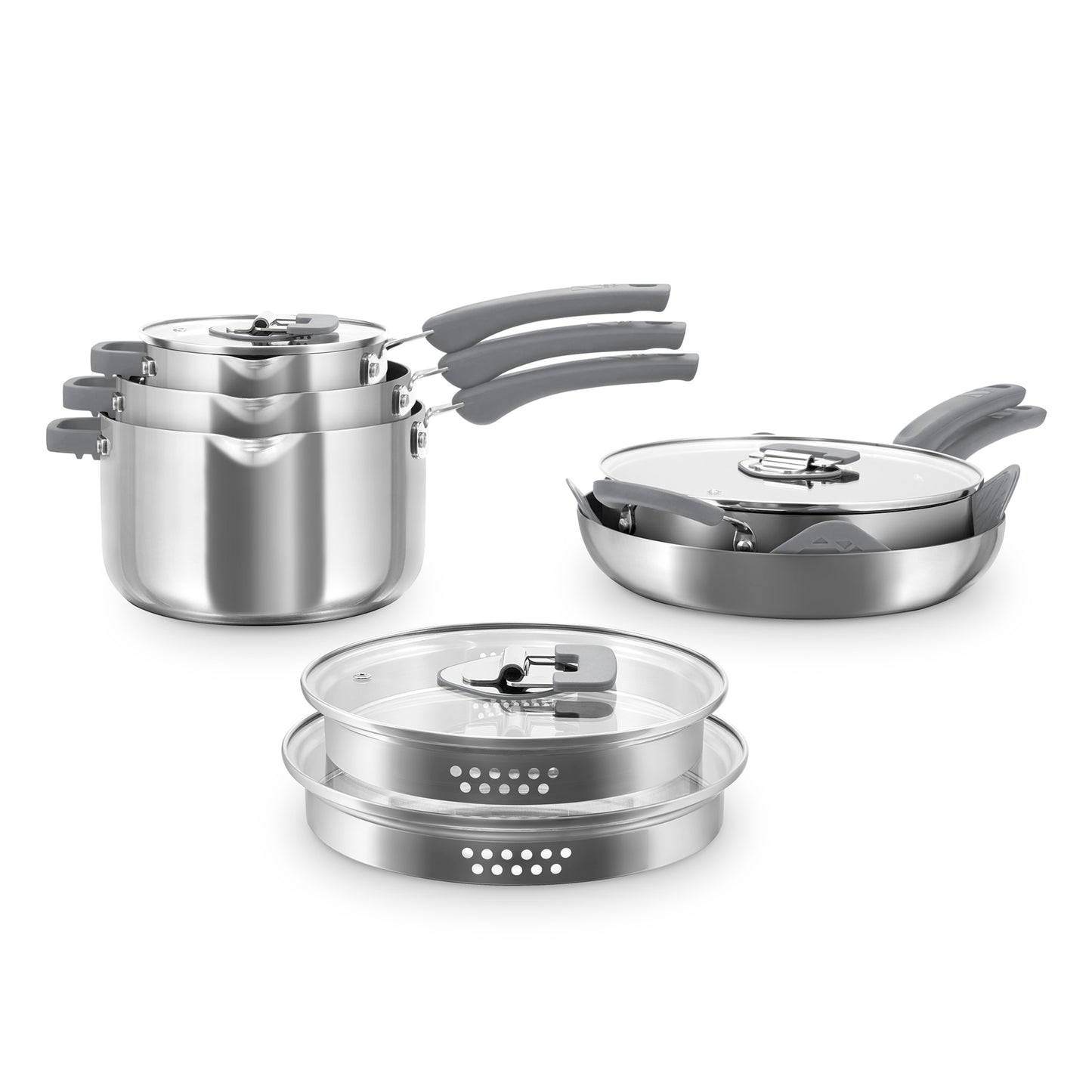 Zakarian by Dash Trupro 10PC Stainless Steel Cookware Set cookware Zakarian by Dash Gray  