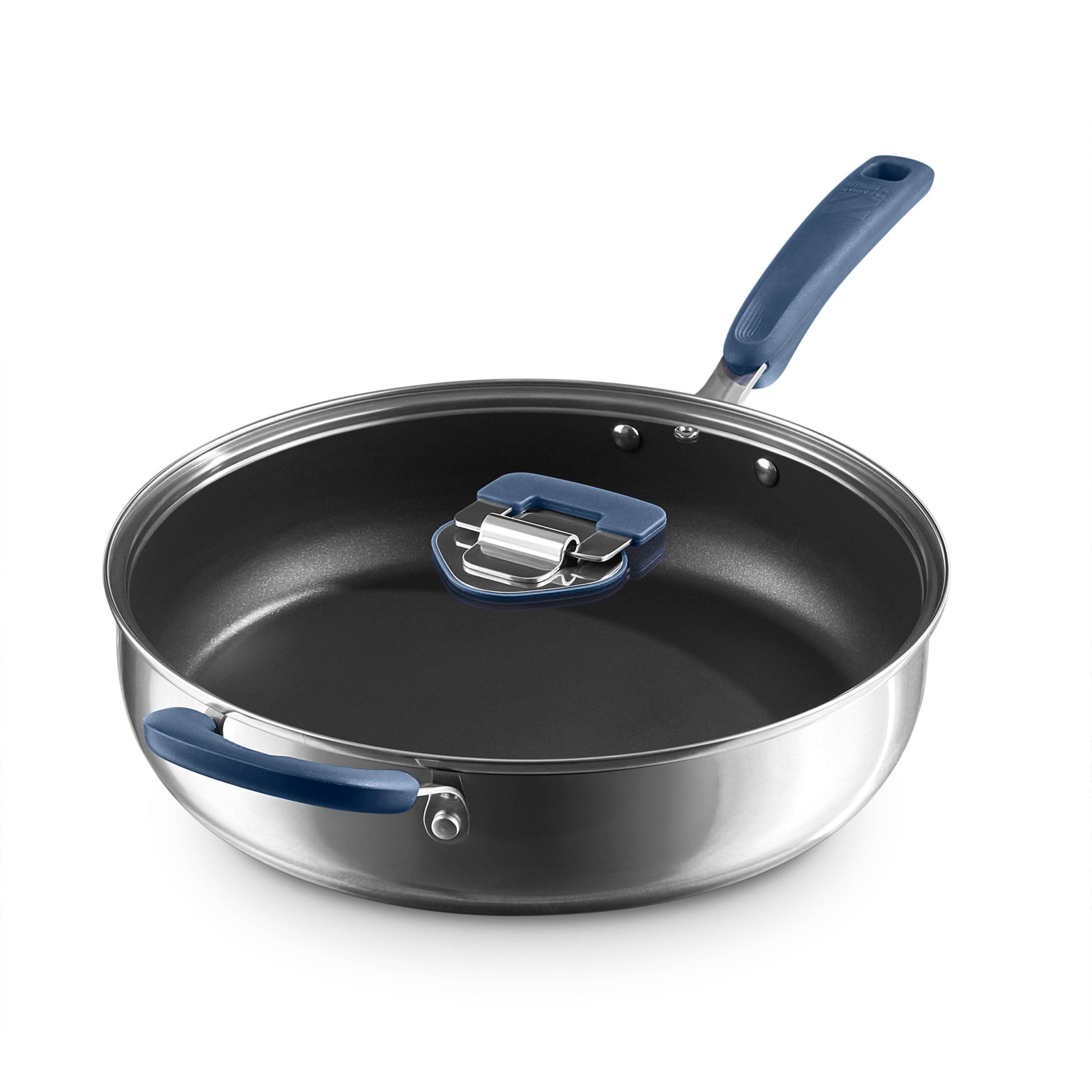 Zakarian by Dash 5qt TruPro Stainless Steel Saute Pan with Lid cookware Zakarian by Dash Zakarian Blue  