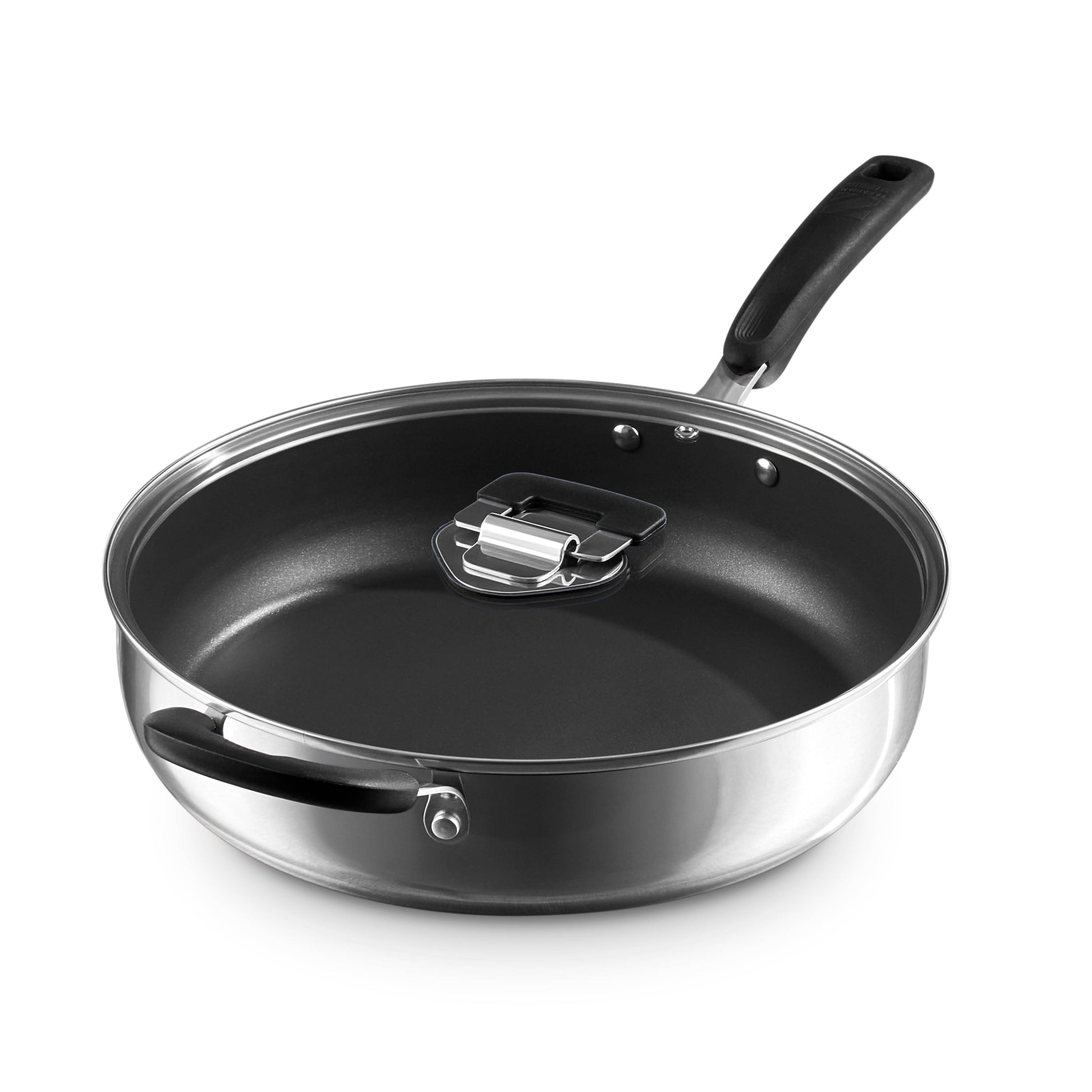 Zakarian by Dash 5qt TruPro Stainless Steel Saute Pan with Lid cookware Zakarian by Dash Black  