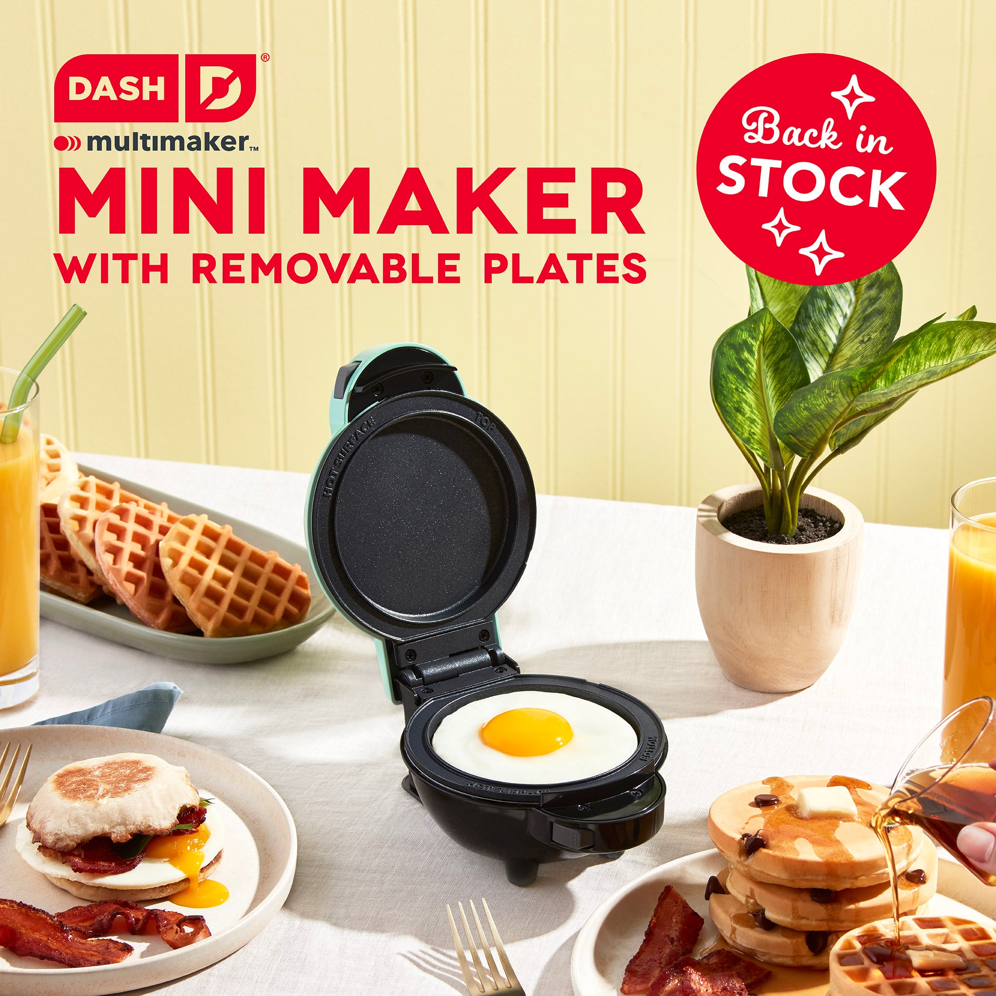 The Dash MultiMaker Mini Maker with Removable Plates is back in stock!