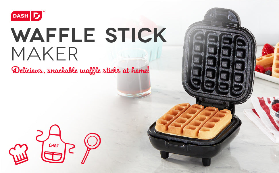 An open Waffle Stick Maker showing a freshly made batch of waffle sticks.