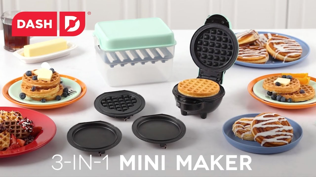 3-in-1 Mini Maker with Removable Plates and Storage Case – Dash