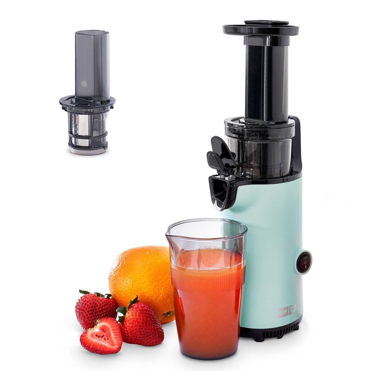 Compact Cold Press Power Juicer Juicers Dash Aqua With Frozen Attachment 