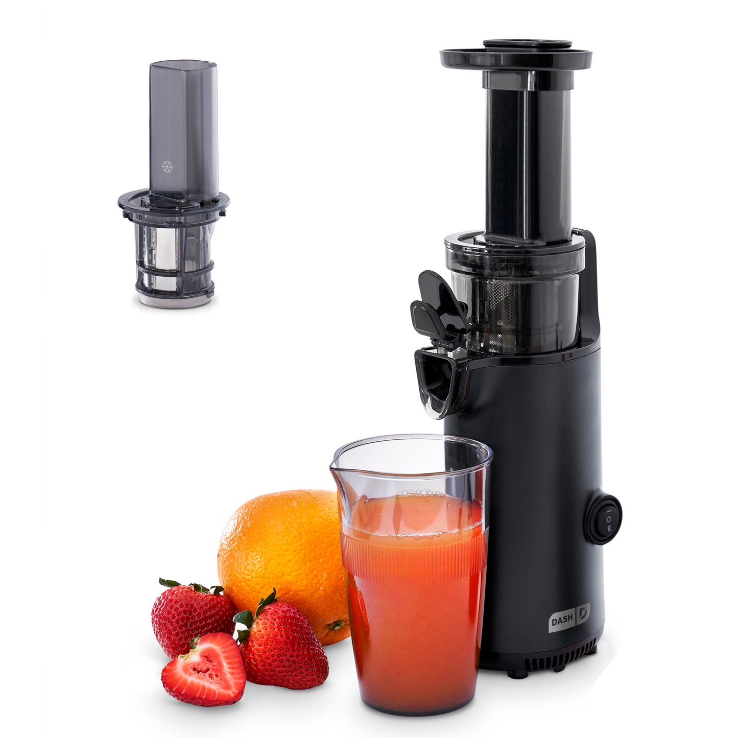 Compact Cold Press Power Juicer Juicers Dash Black With Frozen Attachment 