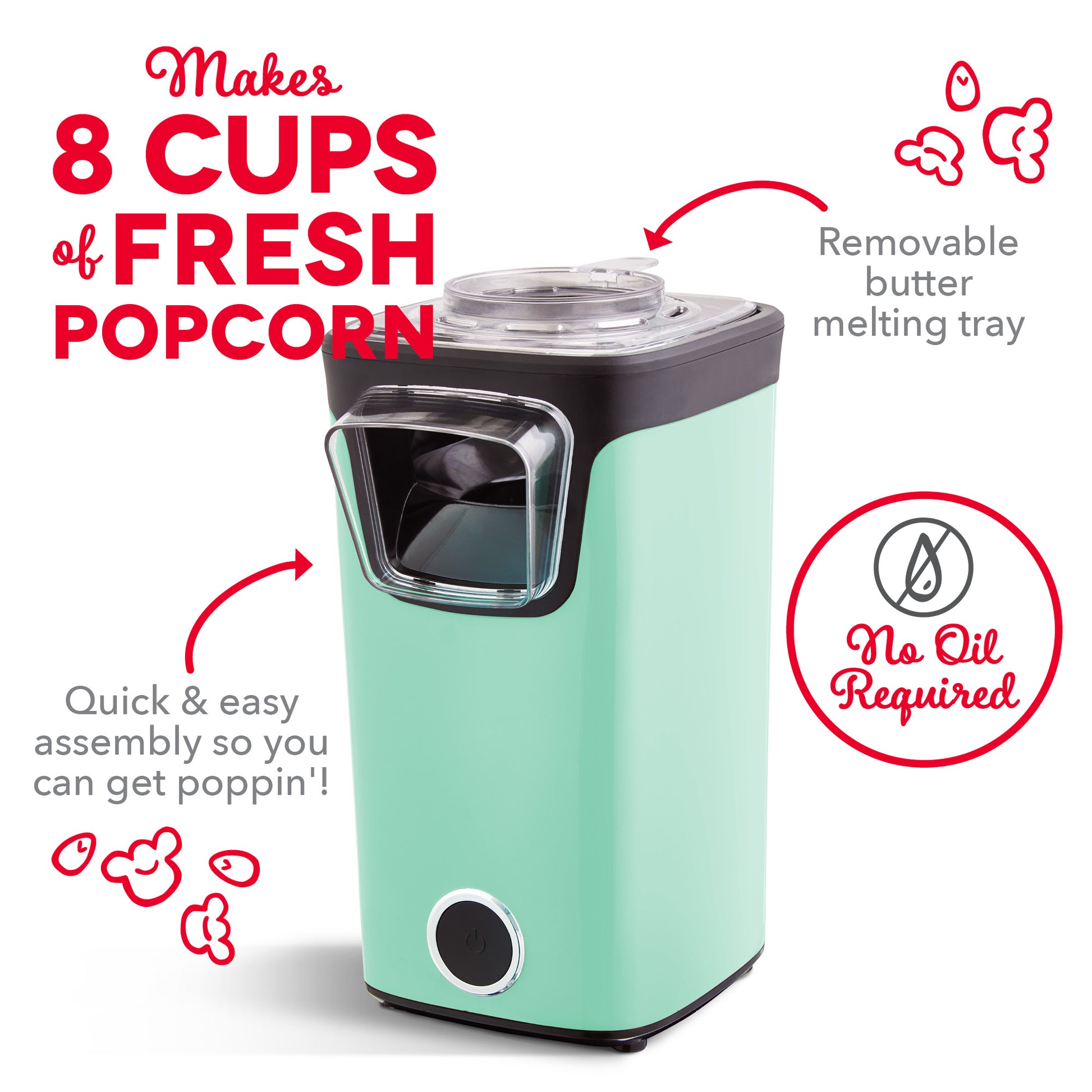 Dash Turbo Pop Popcorn Maker Unboxing and Review (No Oil/Hot Air Popcorn  Machine) 