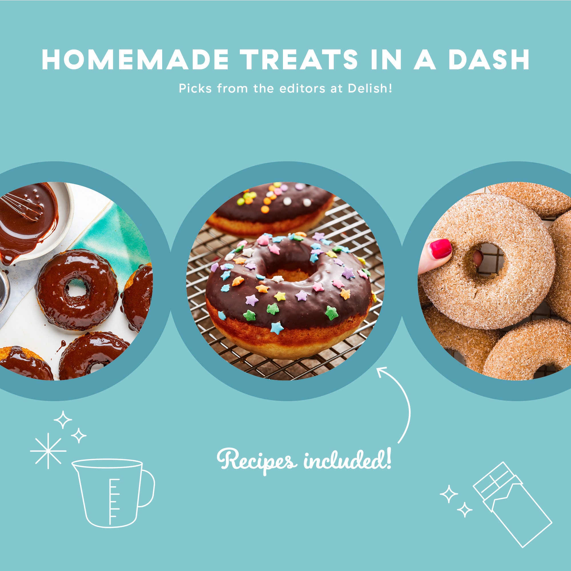 Delish By Dash Donut Maker Make deals 7of 3” Donuts with Delish Recipes for Snacks new